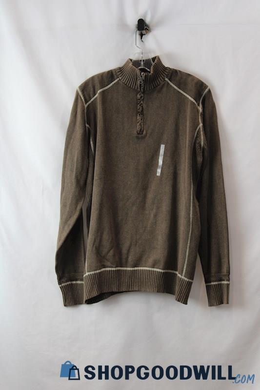 NWT BKE Men's Brown 1/4 Zip Henley Sweater sz L