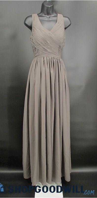 KF Bridal Women's Charcoal Pleated Sleeveless Ruffle Gown SZ M