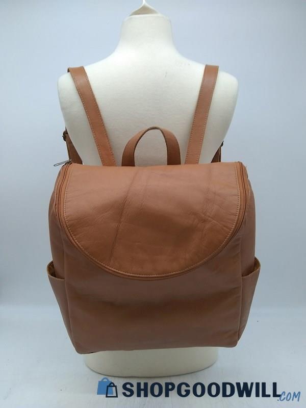 Panache Brown Leather Backpack Handbag Purse 