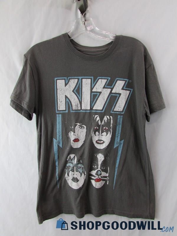 Kiss Faces of the Band Grey Graphic Short Sleeve T-Shirt SZ S 
