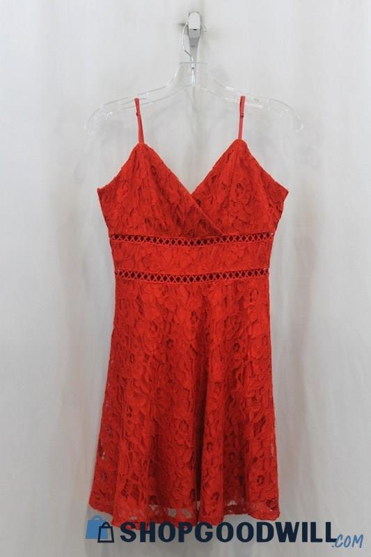 Mi Ami Womens Red Knit Lace Swing Dress Sz M | ShopGoodwill.com