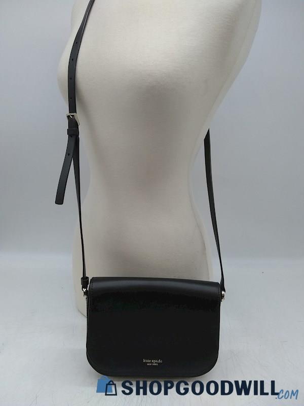 Kate Spade Nadine Black Leather Medium Flap Crossbody Handbag Purse