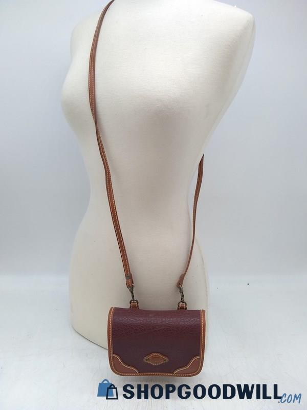 Espirit Burgundy Pebble Leather/ Brown Leather Crossbody handbag Purse 