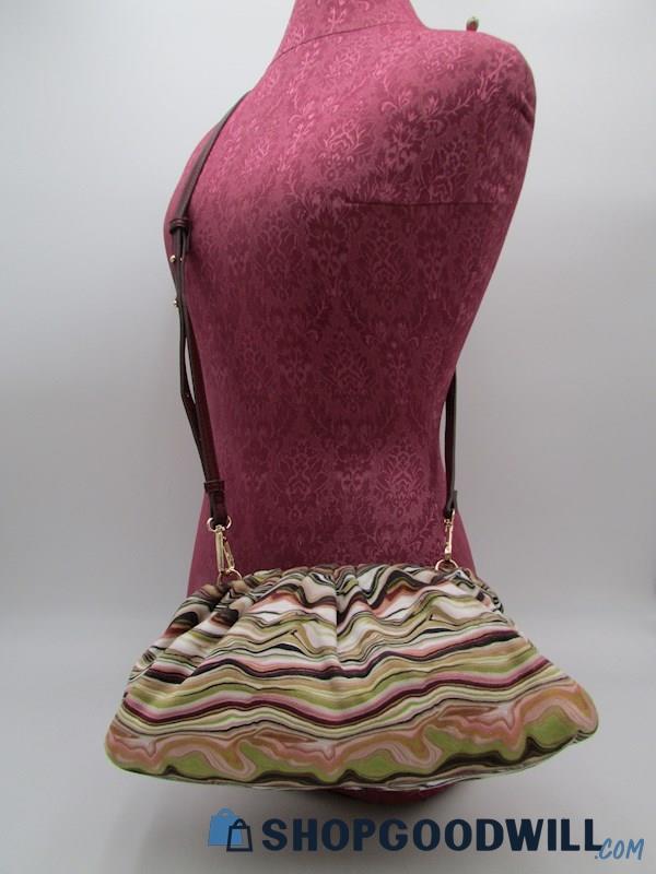 INC Swirled Vintage Colors Faux Suede Croissant Handbag Purse