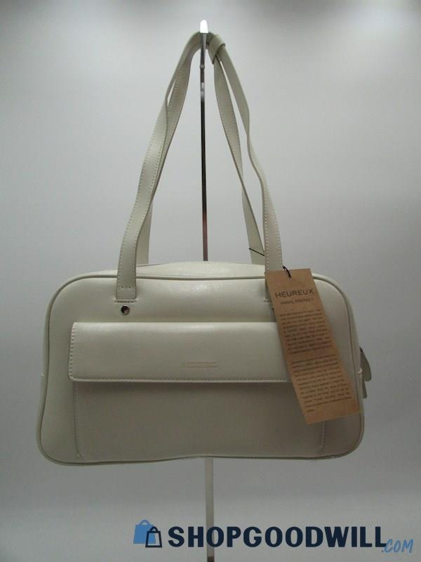 NWT Heureux Minimalist Ivory Animal Friendly Leather Shoulder Handbag Purse