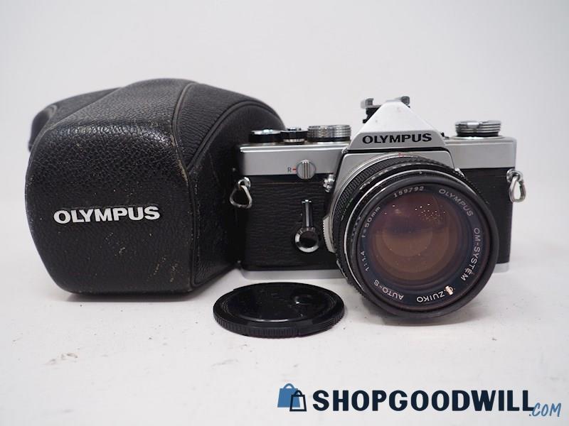 Olympus Om-1 Slr Film Camera W/olympus Om-system 50mm Lens & Case ...