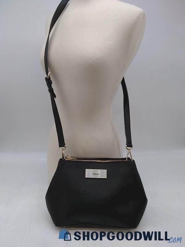 DKNY Black Saffiano Leather Crossbody Handbag Purse 