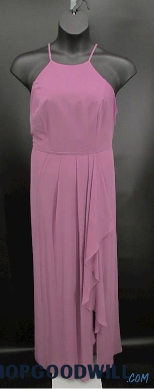 Celebrate DB Studio Women's Purple High Neck Ruffle Slit Formal Dress SZ 16