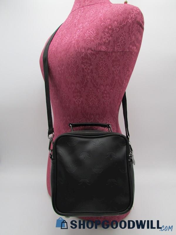 Adidas Black Logo Embossed Vegan Leather Convertible Backpack Handbag Purse
