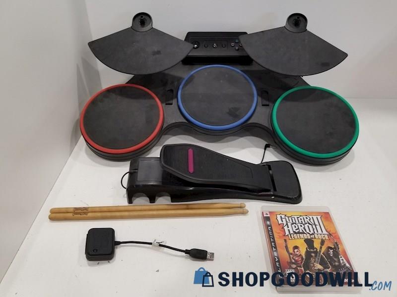 Guitar Hero Wireless Drum Set w/ Dongle + Game for PlayStation 3