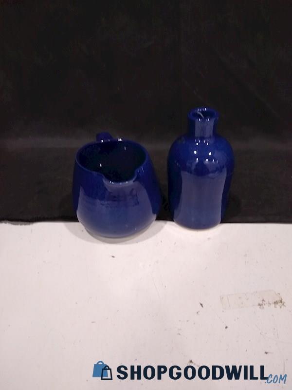 Marshall Pottery Blue Jug + Marshall Pottery Blue Vase 