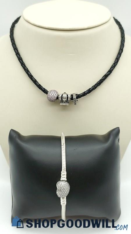 .925 PANDORA ALE Bracelet, Necklace & Charms (3) 27.26 Grams