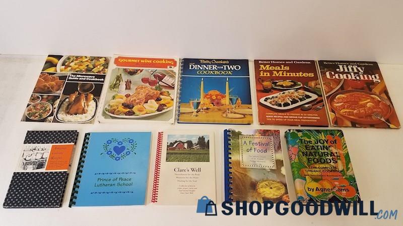 Vtg 1962-2004 Cookbooks HC/SC BH&G Wine Microwave Organics Church Fundraiser+