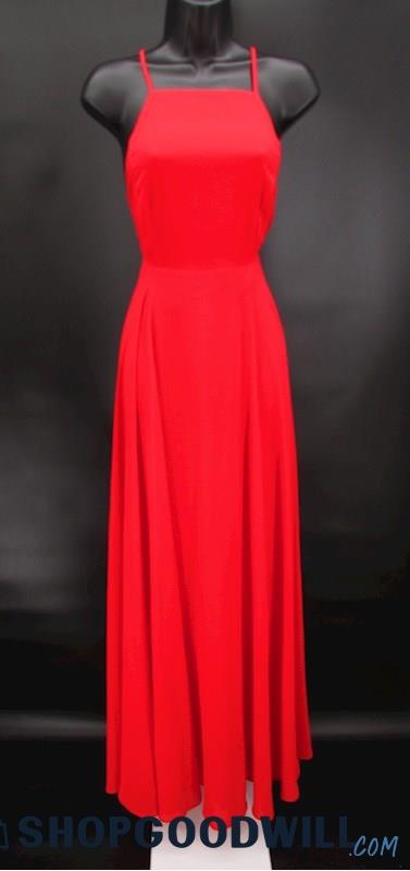 Impressions Women's Red High Neck Open Back A Line Formal Gown SZ S