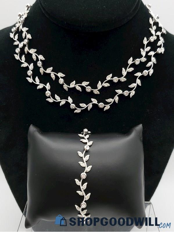 Silver-Tone NADRI Crystal Vines Necklaces & Bracelet