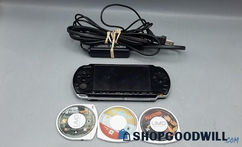  P) Sony Playstation PSP 3001 Handheld w/ Games + Movie UMD + Charger - Tested
