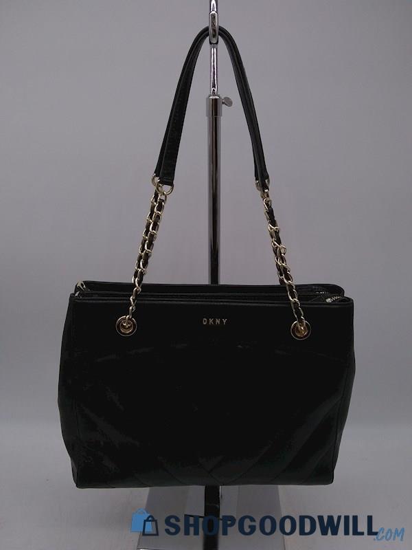 DKNY Cici Black Quilted Leather Shoulder Handbag Purse 