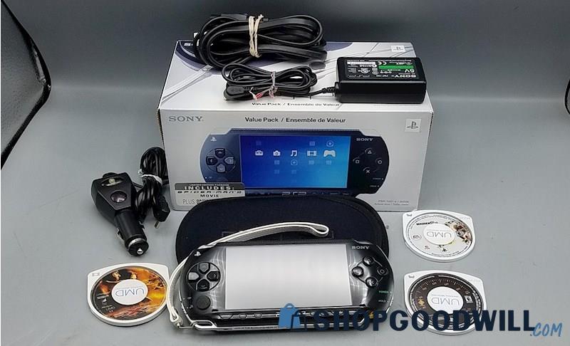  Q) Sony Playstation PSP 1001 Handheld IOB w/ Charger + Games + Movie - Tested