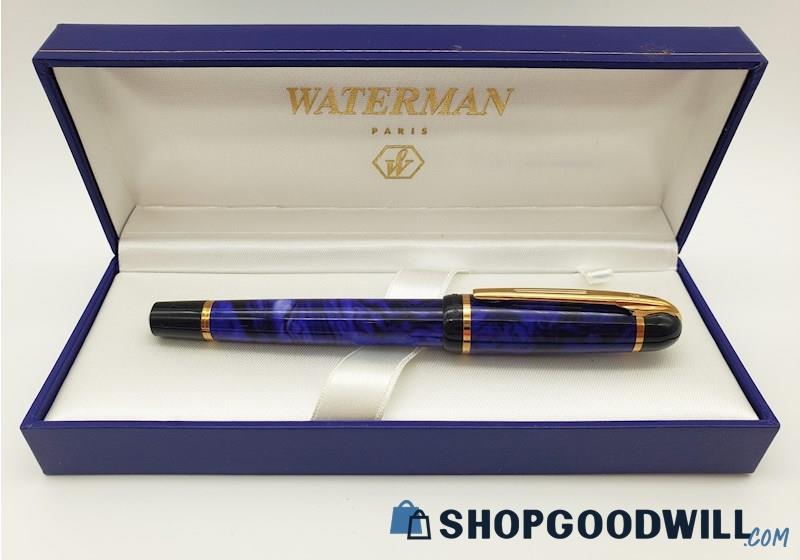 WATERMAN PARIS Blue Marble Lacquer Ballpoint Pen IOB