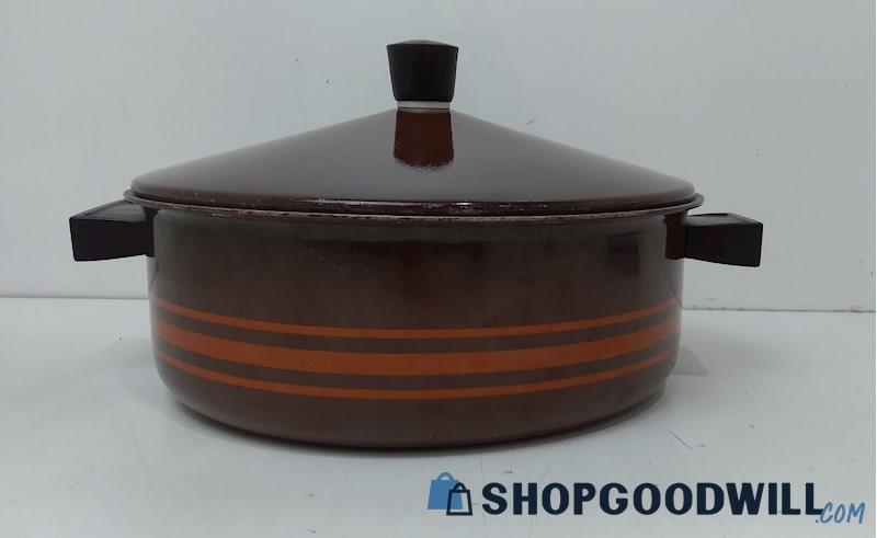 Aluminum Dutch Oven Stock Pot with Lid Brown and Orange