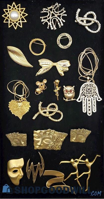 Collection of Gold-Tone Contemporary Costume Jewelry 