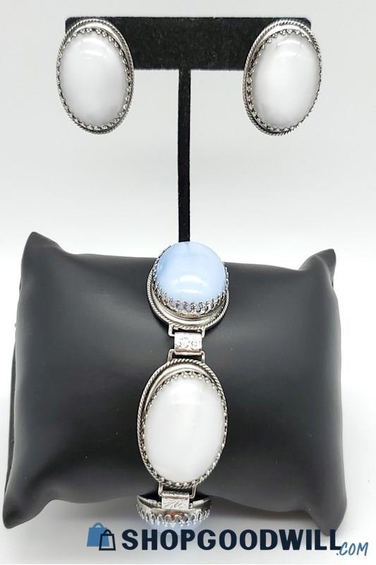 Vintage WHITING & DAVIS CO. Clip-Back Earring & Bracelet Set