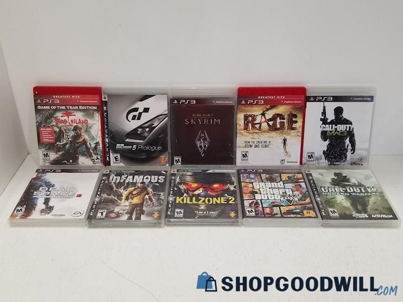 10pc Lot PlayStation 3 Games Skyrim, Infamous, GTA 5 & More PS3 Games