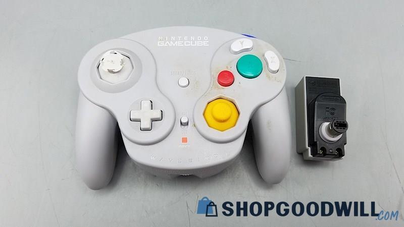  H) Nintendo GameCube WaveBird Wireless Controller w/ Dongle - Powers On