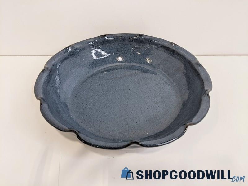 Jugtown Ware Pottery Navy Blue Scalloped Edge Pie Plate