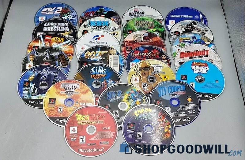  Loose Playstation 2 Game Discs Lot Sly Cooper GTA Simpsons Gran Turismo Sonic 