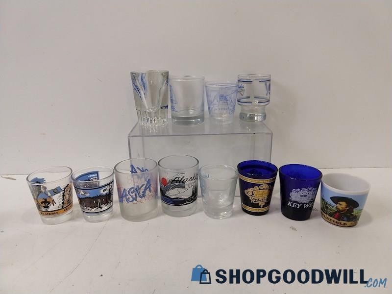 ID23 12pc Shot Glasses Clear/Blue Souvenirs/States Disneyland &MORE UNBRANDED 