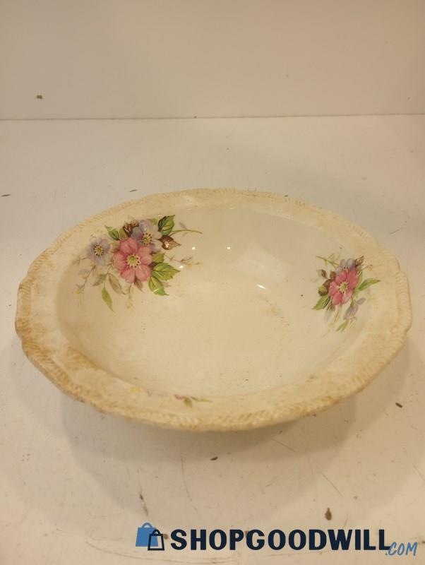 Vintage Floral Swan Ceramic Bowl
