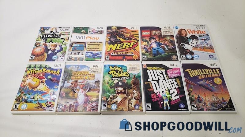 Nintendo Wii Video Game Lot of 10 - Lego Harry Potter, Just Dance 2, & More
