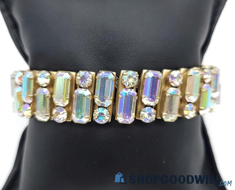 Vintage Aurora Borealis Rhinestone Expansion Bracelet 