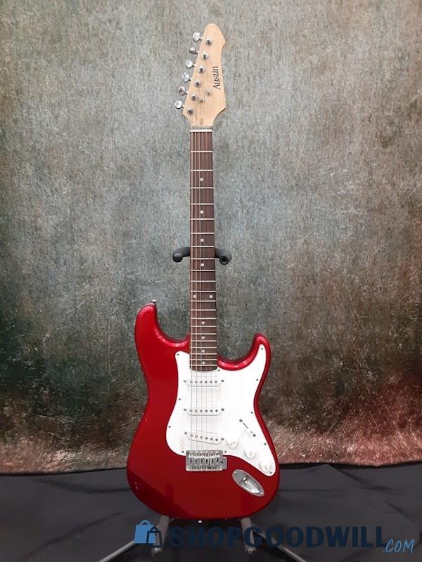 Austin Model AU731 Red Sparkle Strat Style 6 String Electric Guitar SN:D4L30093