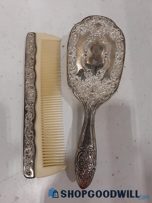 Vintage Matching Brush and Comb Set - No Brand Marking