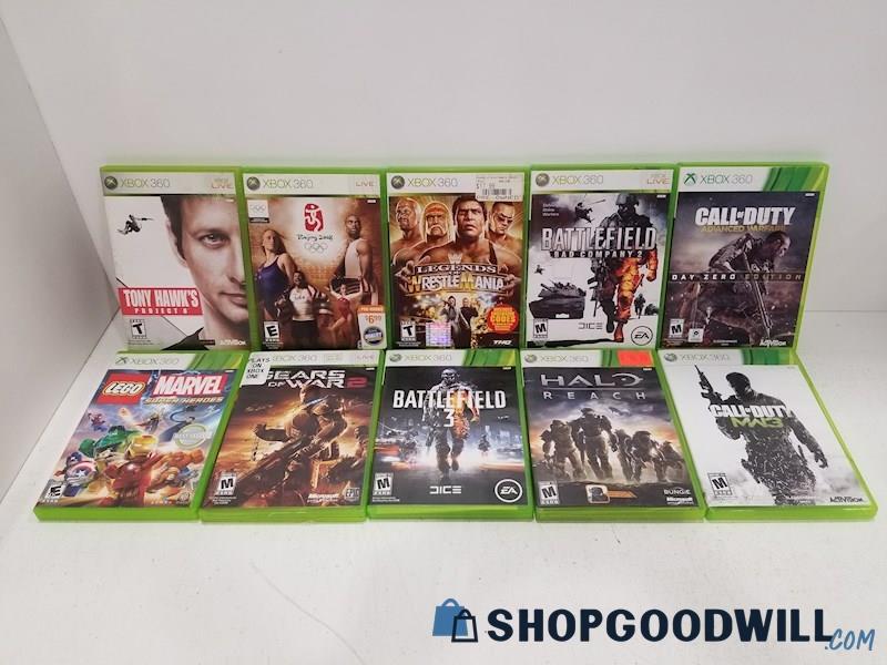 10pc Lot XBOX 360 Games Halo Reach, Battlefield 3, Gears of War 2 & More 