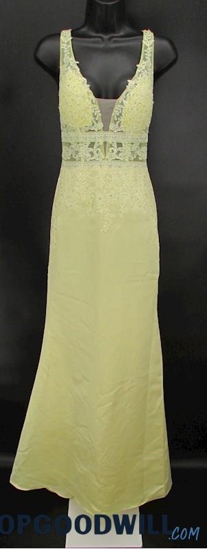 NWT JJ's House Women's Yellow Floral Embellished Lace Gown SZ 6 