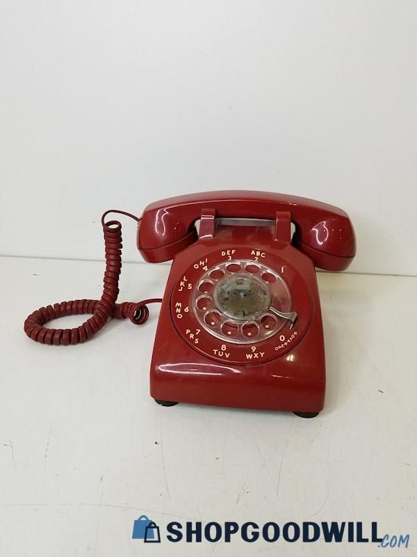 Bell Western Electric Rotary Dial Phone Vintage Red Antique, Untested