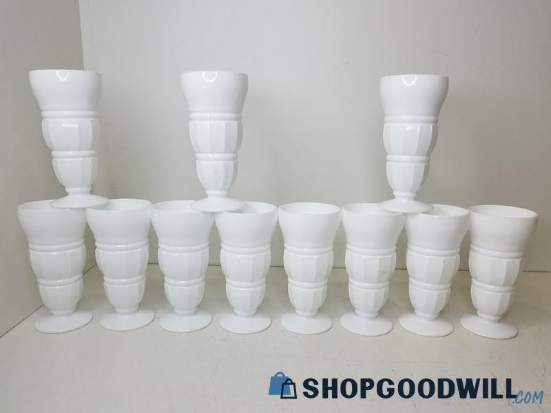 11 Indiana Milk Glass Ice Cream Soda Dishes, Vintage Dessert Cups, Floats