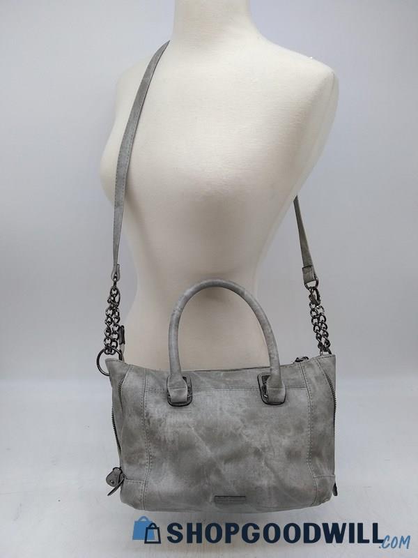 Steve Madden Grey Faux Leather Crossbody Handbag Purse 