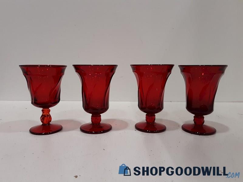 4 PC Red Glassware In 2 Sizes