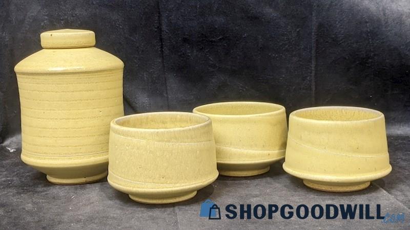 5pcs Yellow Ceramic Sake/Tea Set Cups/Bowls Containers Decorative Kitchenware