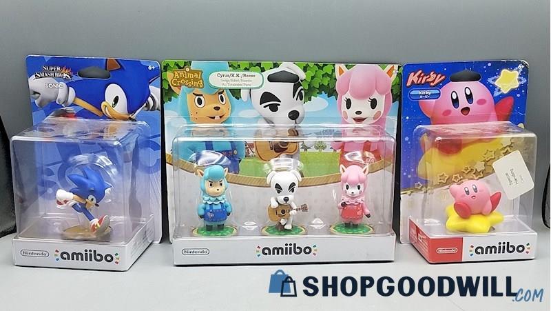  Sealed / New Nintendo Amiibo Sonic Kirby & Animal Crossing Figures Lot