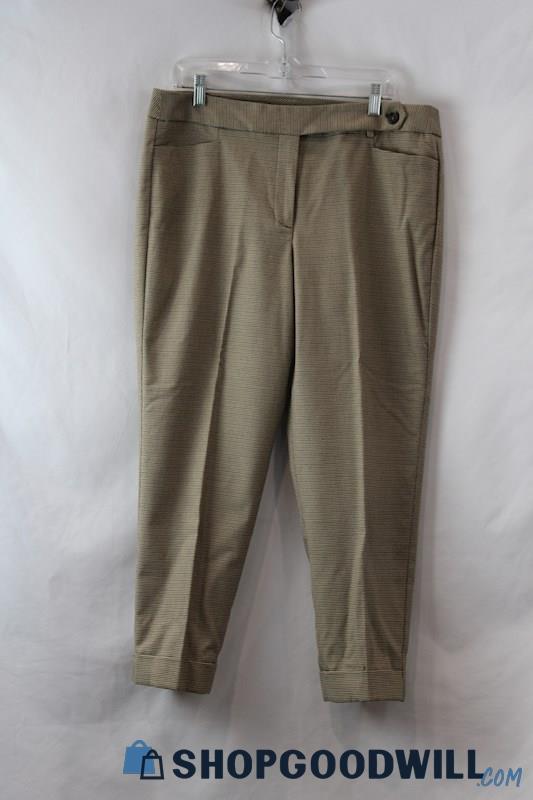 NWT Talbots Women's Beige Hounds-Tooth Slim Cuffed Ankle Pants sz 16P