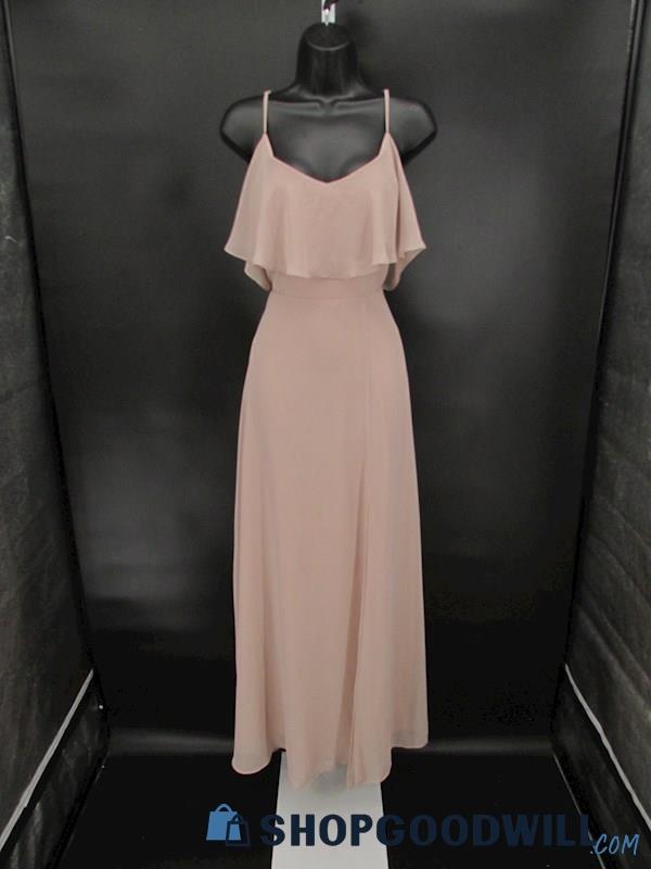 Birdy Grey Women's Nude Ruffle Gown SZ M