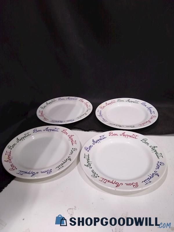 FURIO Bon Appetit Bowl Made in Italy Red Green Blue Soup 4 Plates 