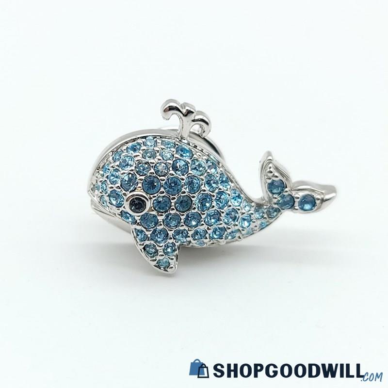 SWAROVSKI Blue Crystal Whale Brooch/Pin