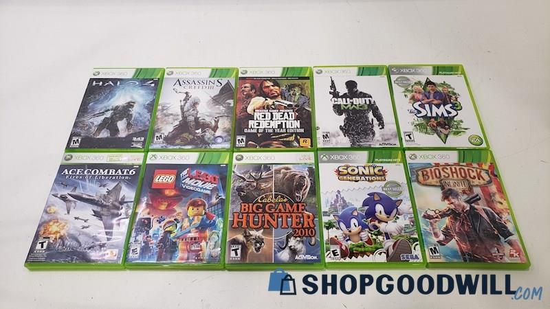 XBOX 360 Video Game Lot of 10 - Sonic Generations, Halo 4, & More