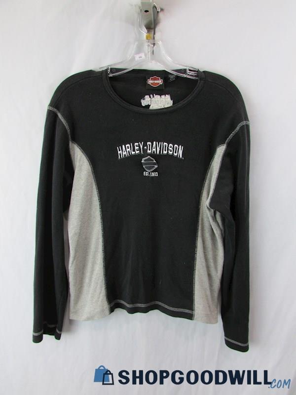 Harley-Davidson Women's Black/Grey Long Sleeve Knit Shirt SZ XL